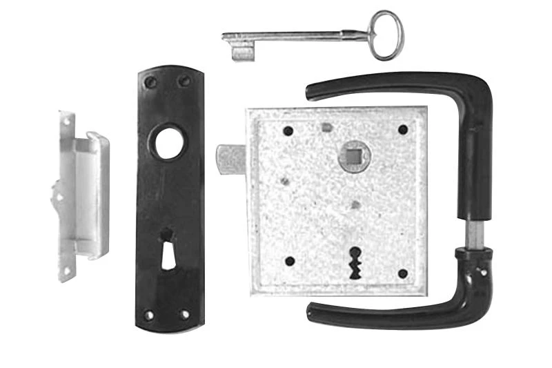 Poortslot / Met Hefschoot / L+R Bruikbaar / Doornmaat 60 Mm / Deurkrukgarnituur Met Schild / Sluitplaat / 2 Bonte Baardsleutels / Staal Verzinkt 1 Poortslot / Met Hefschoot / L+R Bruikbaar / Doornmaat 60 Mm / Deurkrukgarnituur Met Schild / Sluitplaat / 2 Bonte Baardsleutels / Staal Verzinkt
