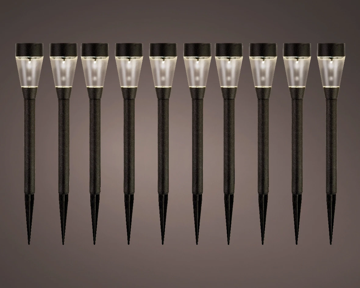 Tuinlampen Set Solar Zwart Kunststof 10 Stuks 2 Tuinlampen Set Solar Zwart Kunststof 10 Stuks - Afbeelding 2