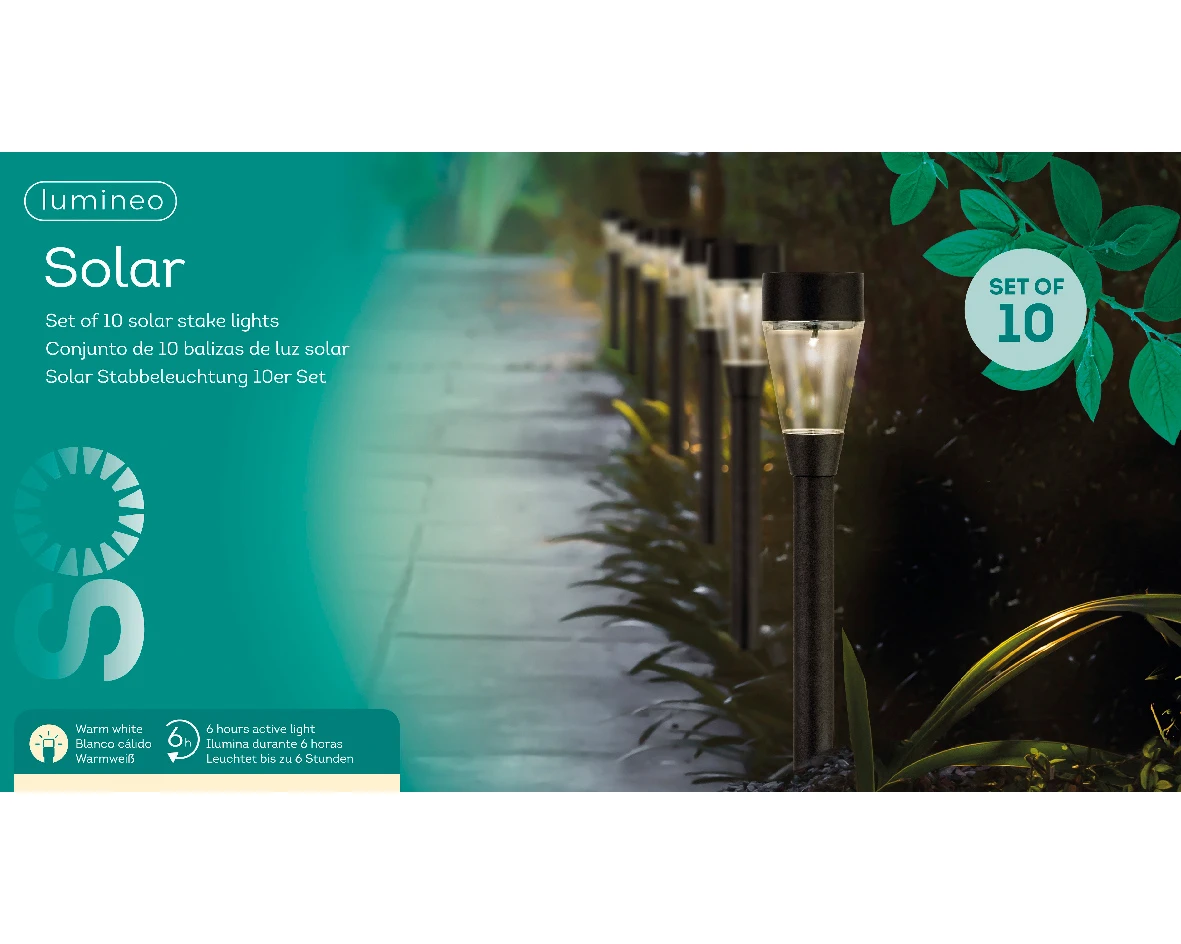 Tuinlampen Set Solar Zwart Kunststof 10 Stuks 3 Tuinlampen Set Solar Zwart Kunststof 10 Stuks - Afbeelding 3