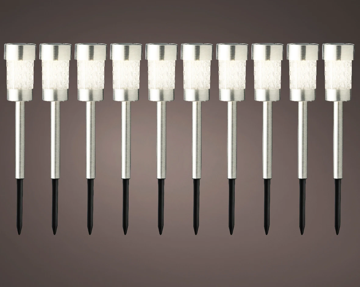 Tuinlampen Set Solar Zilver RVS 10 Stuks 2 Tuinlampen Set Solar Zilver RVS 10 Stuks - Afbeelding 2