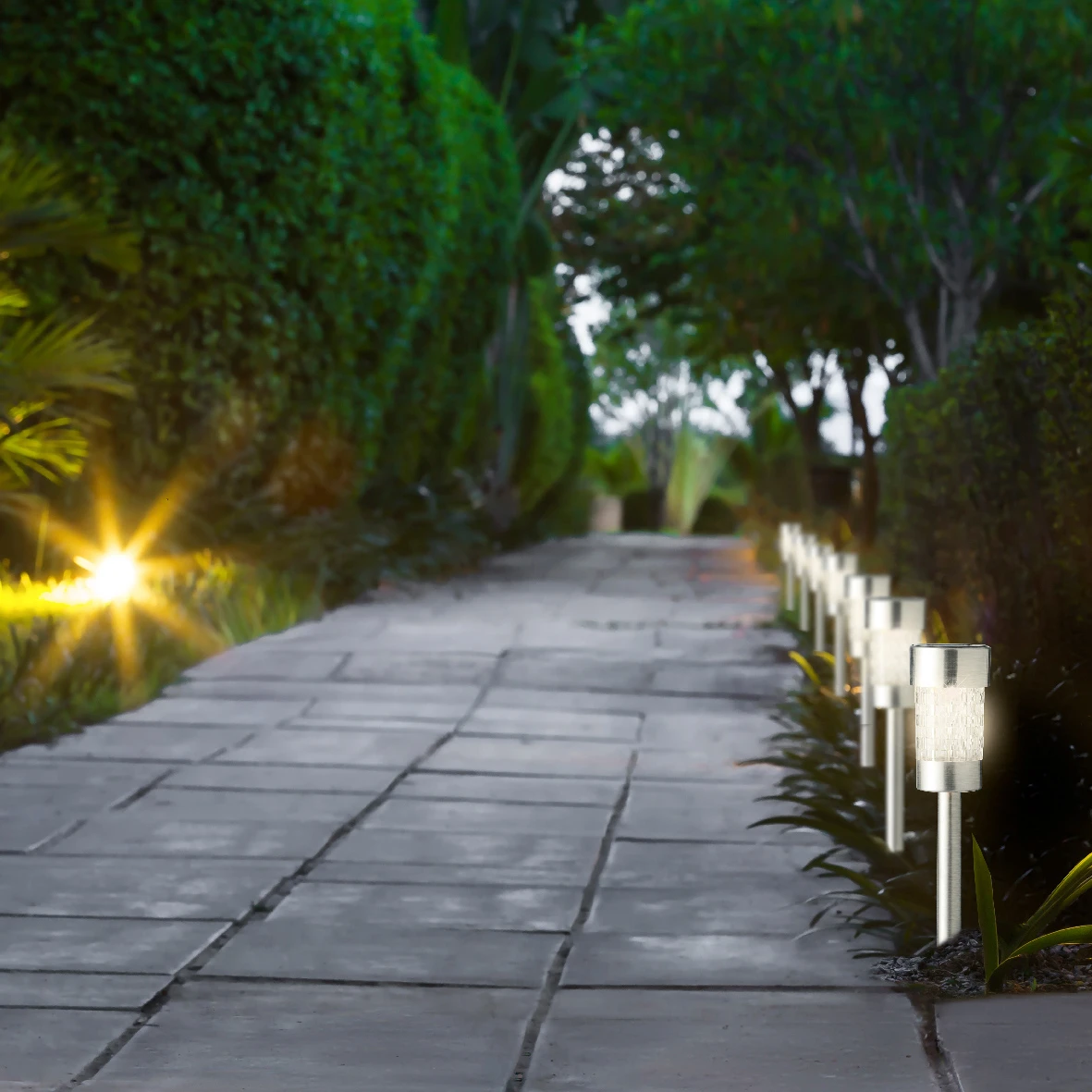 Tuinlampen Set Solar Zilver RVS 10 Stuks 4 Tuinlampen Set Solar Zilver RVS 10 Stuks - Afbeelding 4