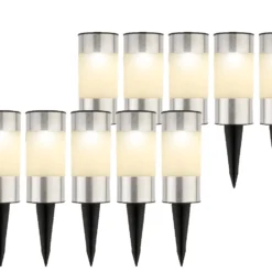 Tuinlampen Set Solar Zilver RVS 10 Stuks Klein
