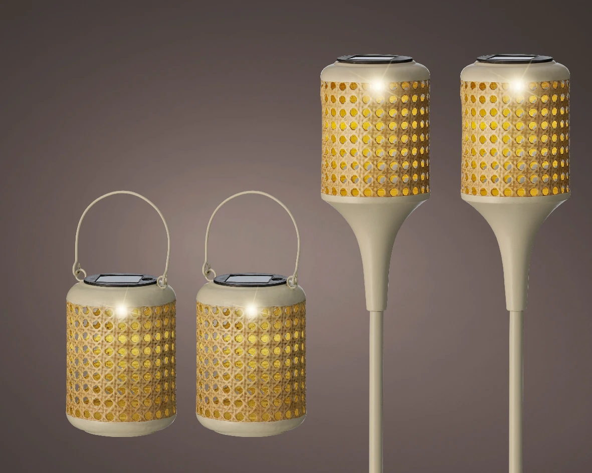 Tuinlampen Set Solar Creme 4 Stuks 2 Tuinlampen Set Solar Creme 4 Stuks - Afbeelding 2