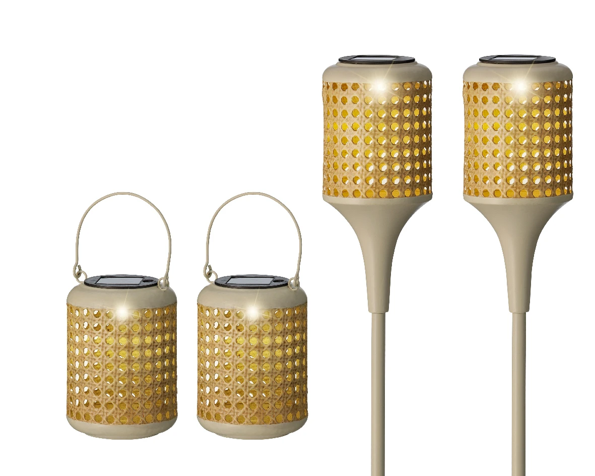 Tuinlampen Set Solar Creme 4 Stuks 1 Tuinlampen Set Solar Creme 4 Stuks