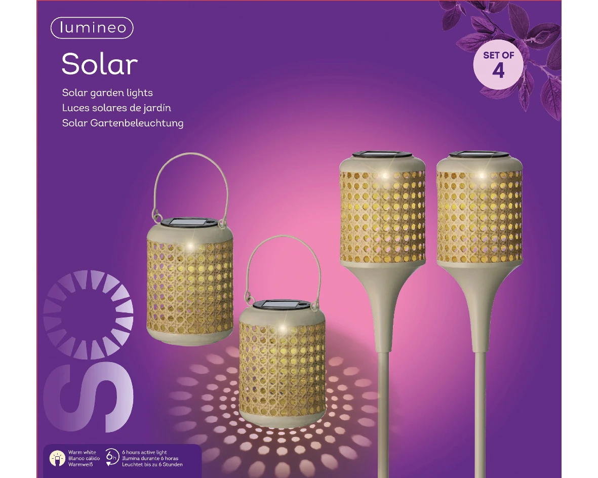 Tuinlampen Set Solar Creme 4 Stuks 3 Tuinlampen Set Solar Creme 4 Stuks - Afbeelding 3