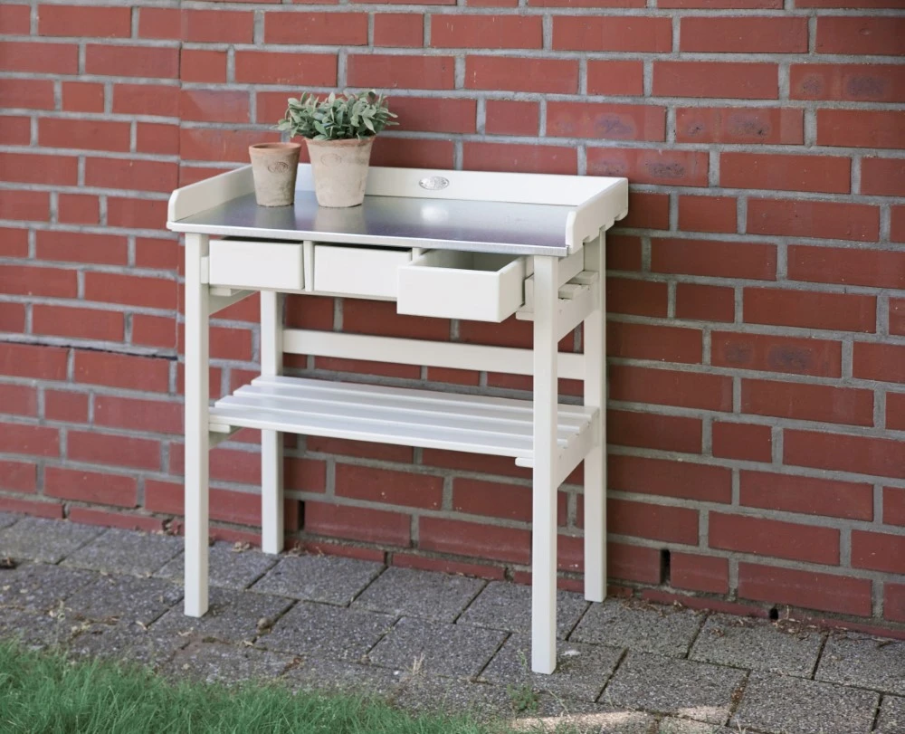 Esschert Tuinwerktafel Met Lades Wit 2 Esschert Tuinwerktafel Met Lades Wit - Afbeelding 2