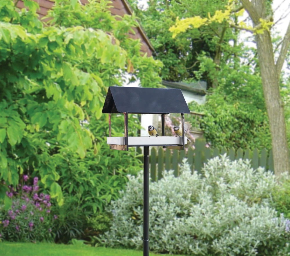 Esschert Voedertafel Op Pin Antraciet/Wit 4 Esschert Voedertafel Op Pin Antraciet/Wit - Afbeelding 4