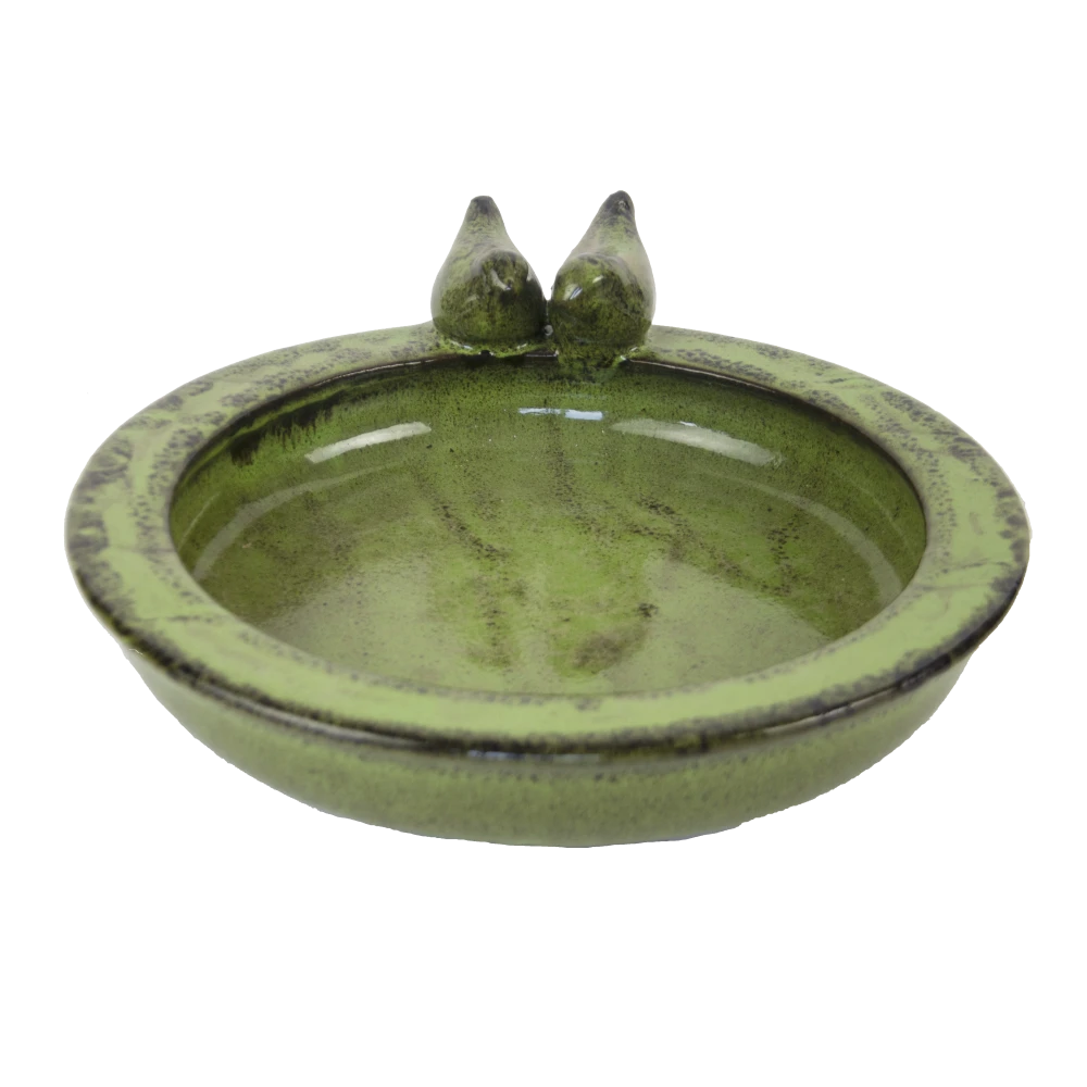 Esschert Vogelbad Keramiek Rond Groen 1 Esschert Vogelbad Keramiek Rond Groen