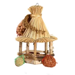 Esschert Vogelhangerhuisje Stro Met Voer -Bijzondere Tuin Verkoop FB850 04