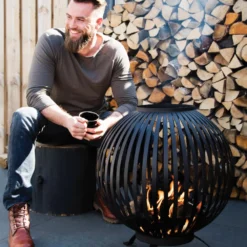 Esschert Vuurbal Strepen Laser Cut Zwart -Bijzondere Tuin Verkoop FF400 49