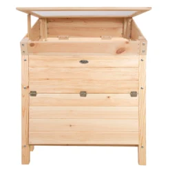 Esschert Verhoogde Houten Kweekbak Met Opslag Blank En Deksel