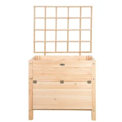 Esschert Verhoogde Houten Kweekbak Met Opslag Blank Met Klimplantrek