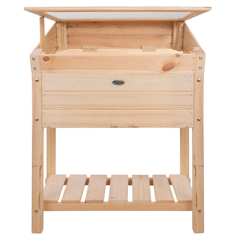 Esschert Verhoogde Houten Kweekbak S Blank Met Deksel 1 Esschert Verhoogde Houten Kweekbak S Blank Met Deksel