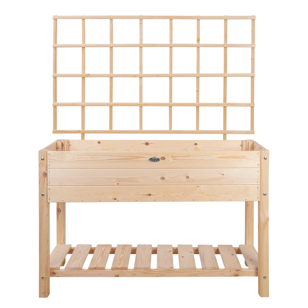 Esschert Verhoogde Houten Kweekbak L Blank Met Klimplantrek 1 Esschert Verhoogde Houten Kweekbak L Blank Met Klimplantrek