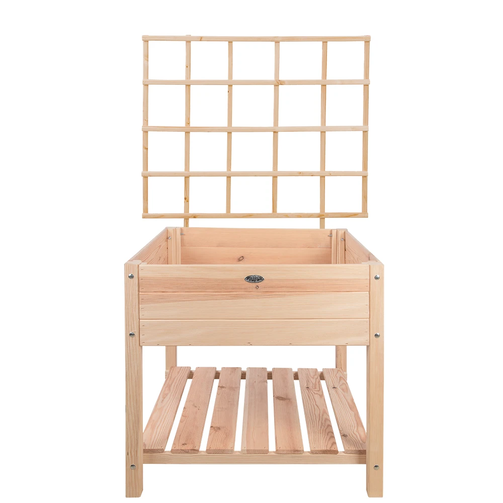 Esschert Verhoogde Houten Kweekbak XL Blank Met Klimplantrek 1 Esschert Verhoogde Houten Kweekbak XL Blank Met Klimplantrek