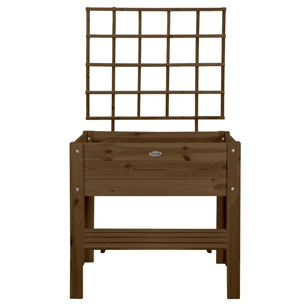 Esschert Verhoogde Houten Kweekbak L Voet Bruin S Met Klimplantrek 1 Esschert Verhoogde Houten Kweekbak L Voet Bruin S Met Klimplantrek