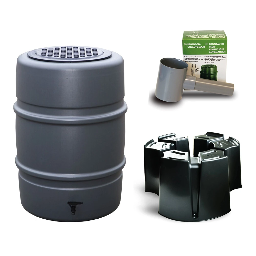 Harcostar Kunststof Regenton Antraciet 168 Liter Met Voet En Vulautomaat 1 Harcostar Kunststof Regenton Antraciet 168 Liter Met Voet En Vulautomaat