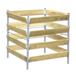 Compostbak Hout/Metaal 90 X 90 X 90 Cm