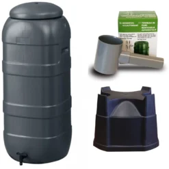 Harcostar Rainsaver Regenton 100 Liter Antraciet Met Vulautomaat En Hele Voet