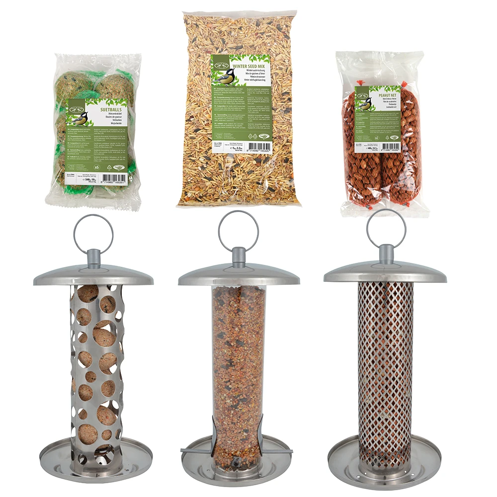 Esschert Vogelvoederhangers RVS Met Voer 1 Esschert Vogelvoederhangers RVS Met Voer